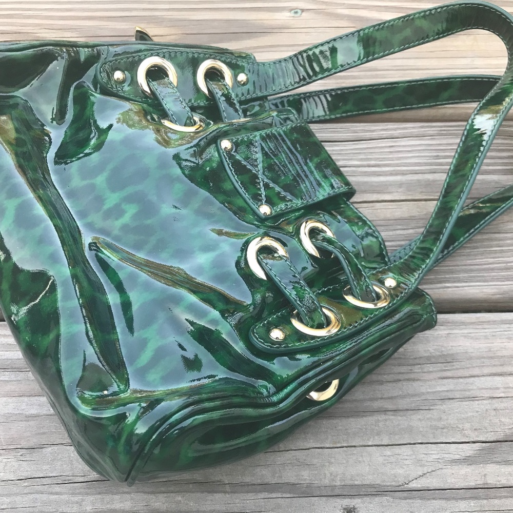 Jimmy Choo Roquette Bag Green Black Leopard Print - Picture 4 of 14